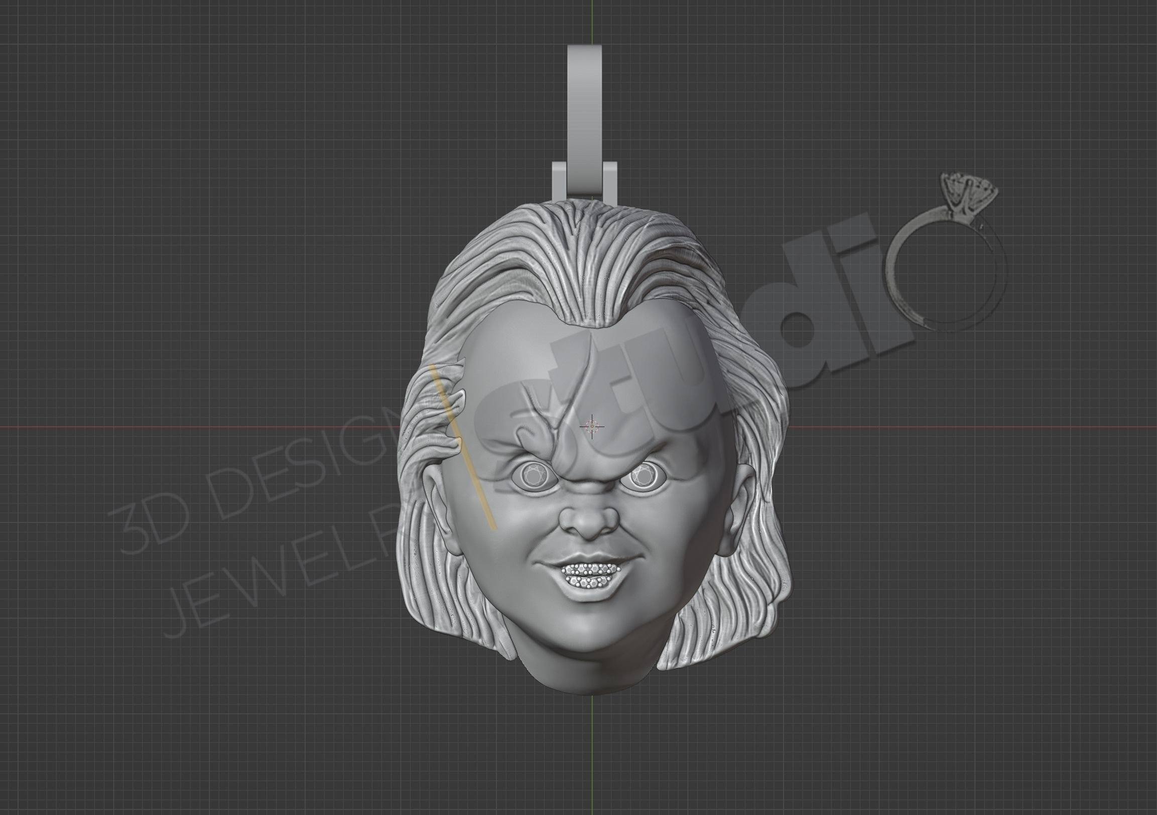 Highly detailed Chunky face pendant 3D print model_5