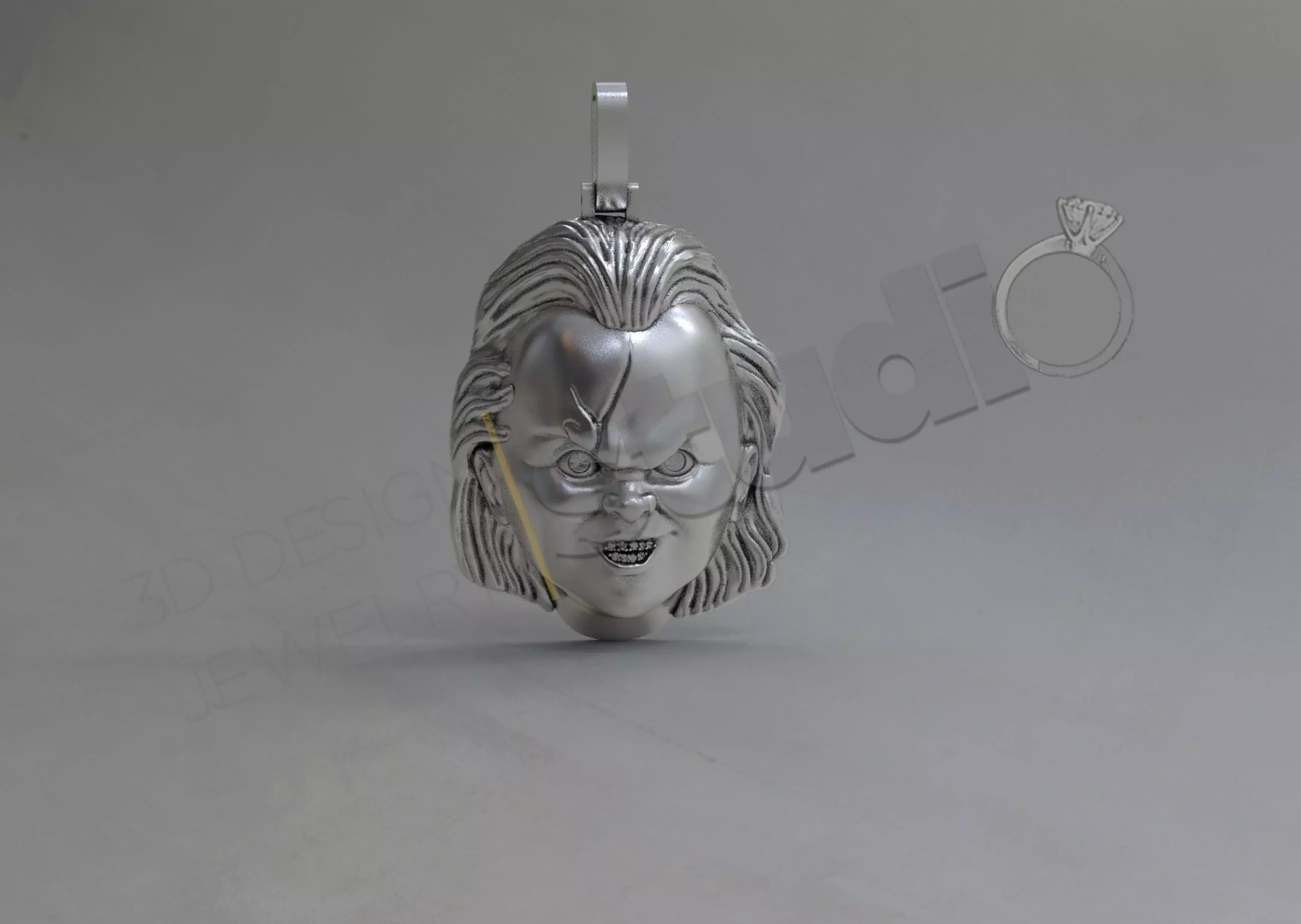 Highly detailed Chunky face pendant 3D print model_0