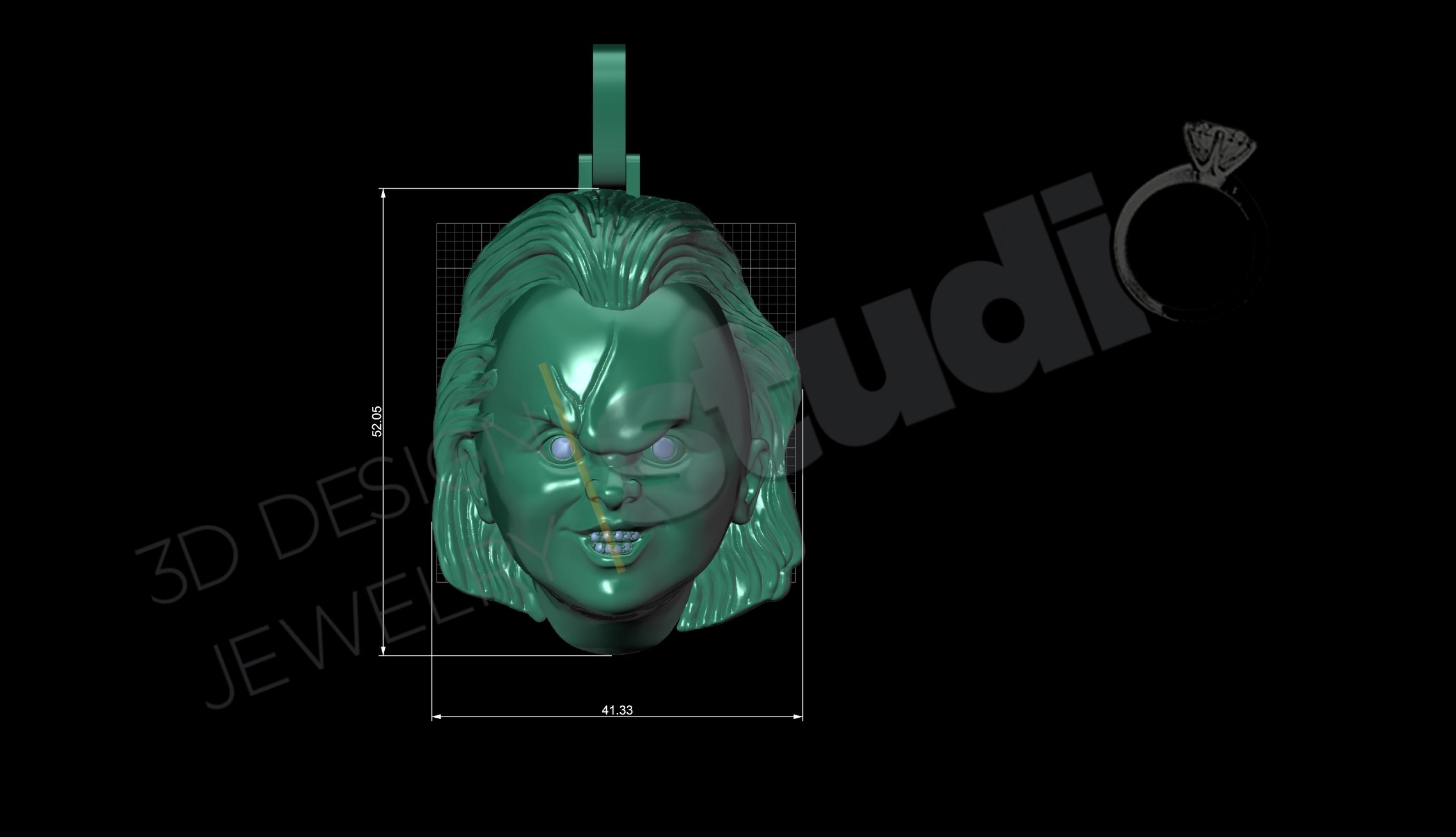 Highly detailed Chunky face pendant 3D print model_7