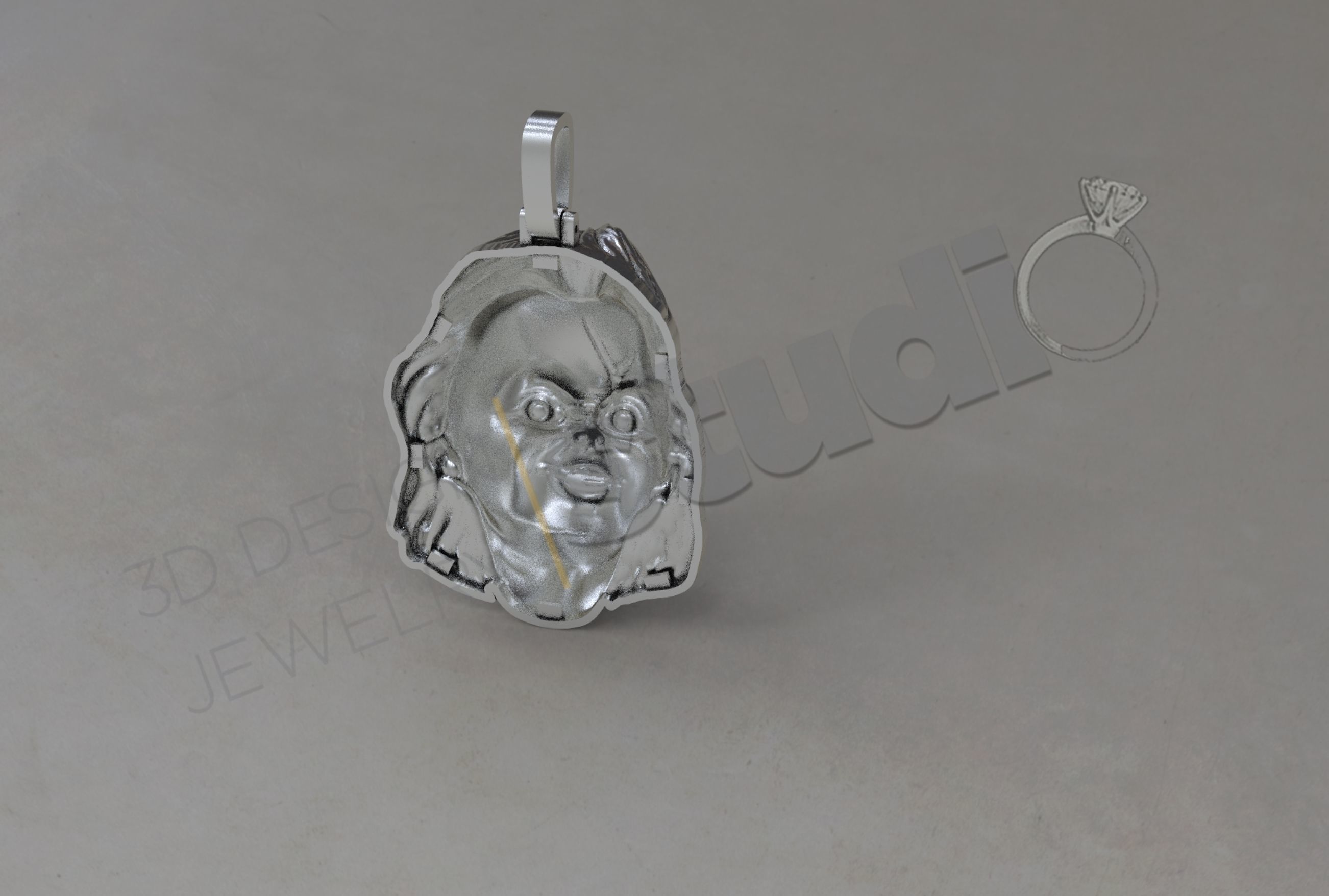 Highly detailed Chunky face pendant 3D print model_3