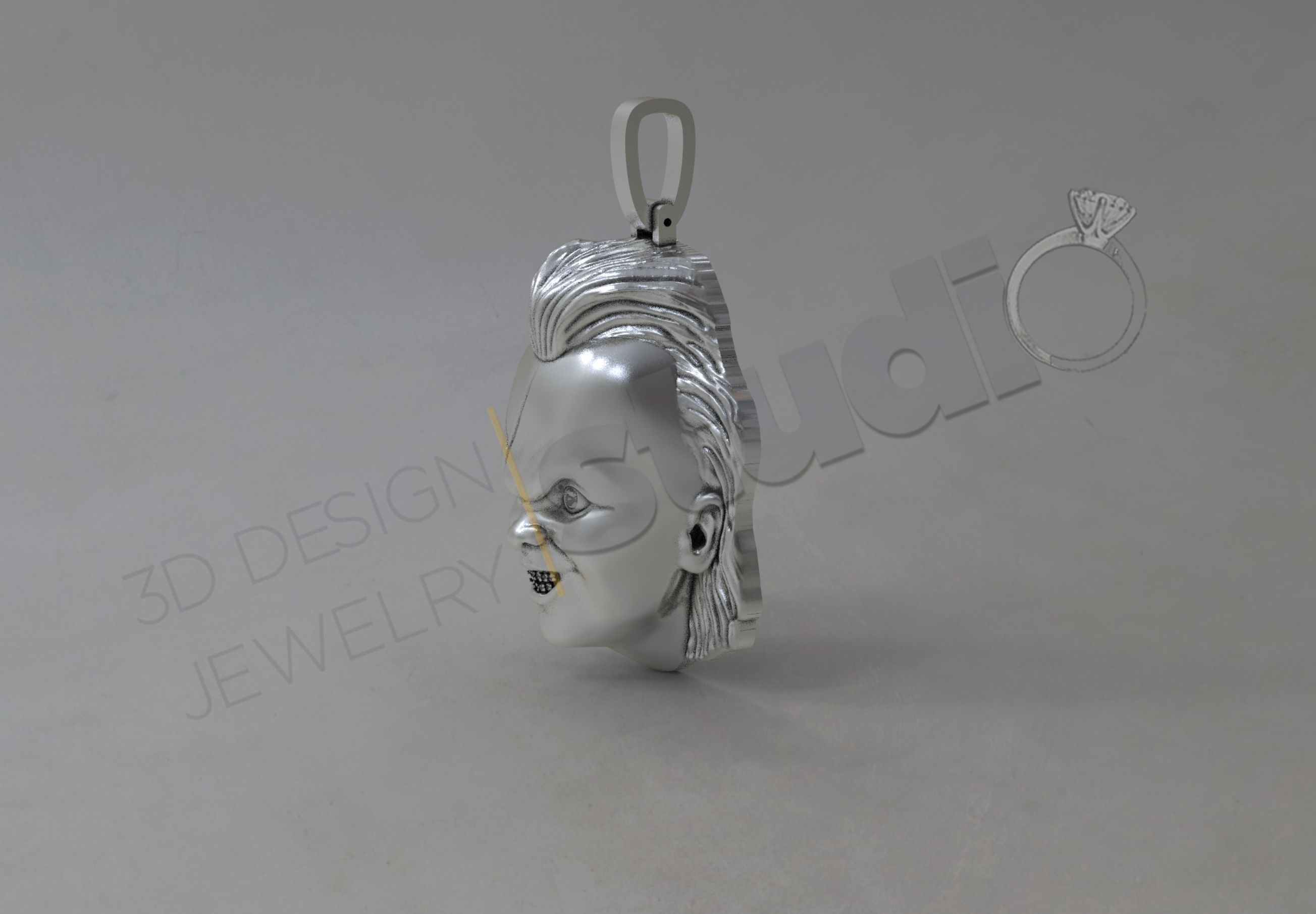 Highly detailed Chunky face pendant 3D print model_1