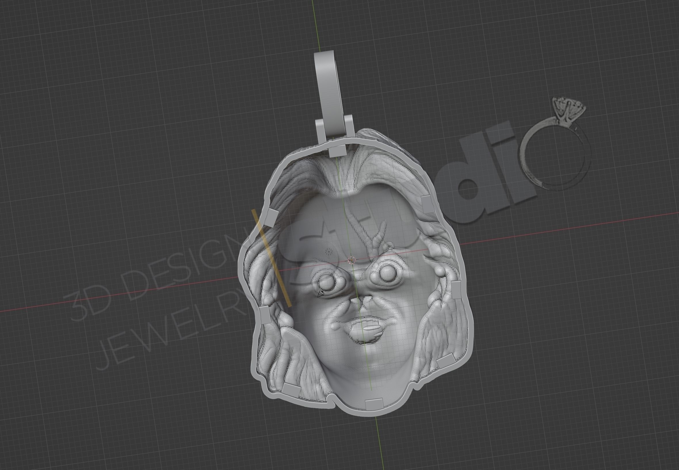 Highly detailed Chunky face pendant 3D print model_6