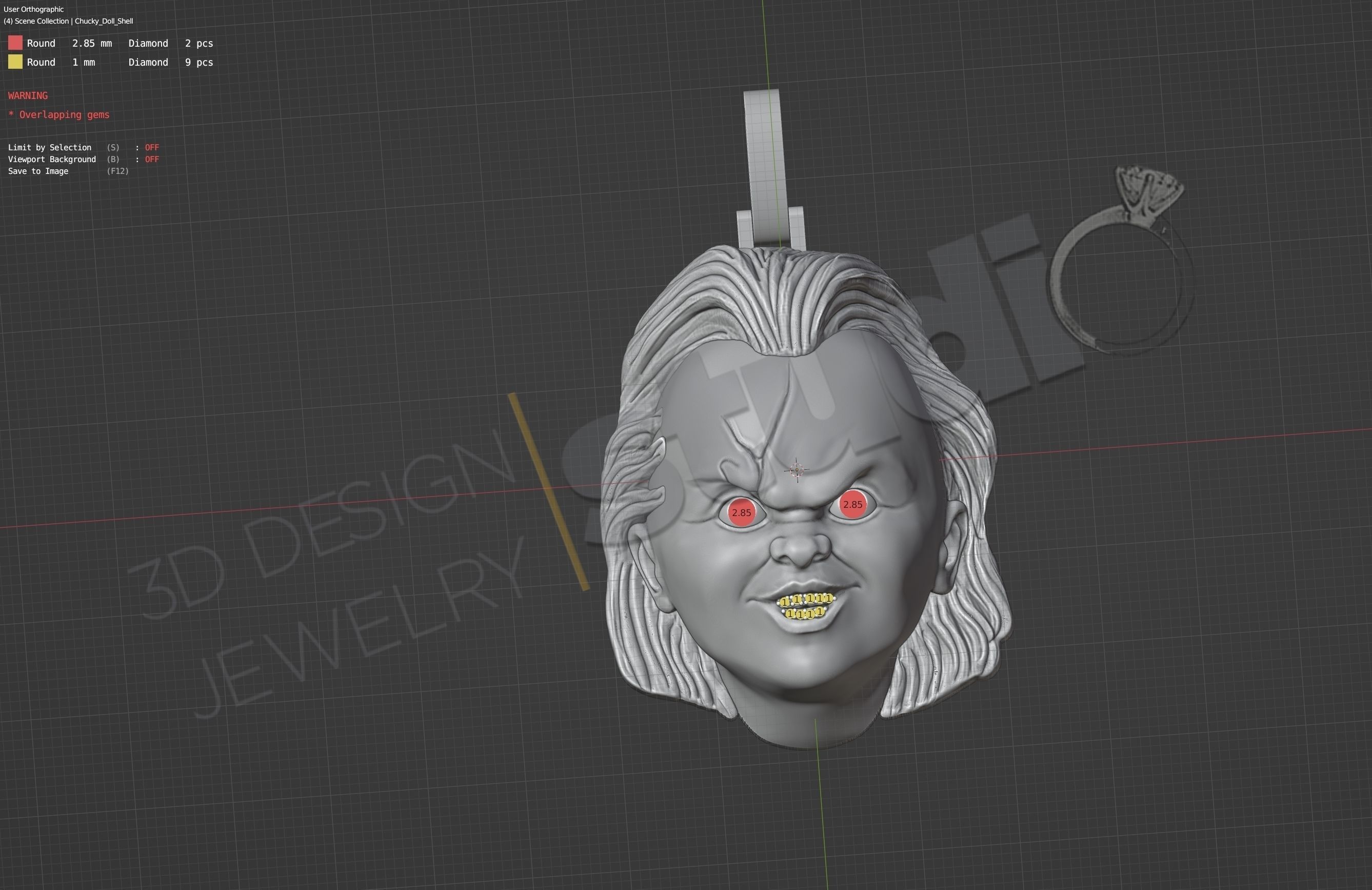 Highly detailed Chunky face pendant 3D print model_4