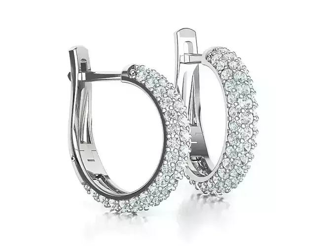 Hoop Diamond Earrings 15mm size Printable Earrings 