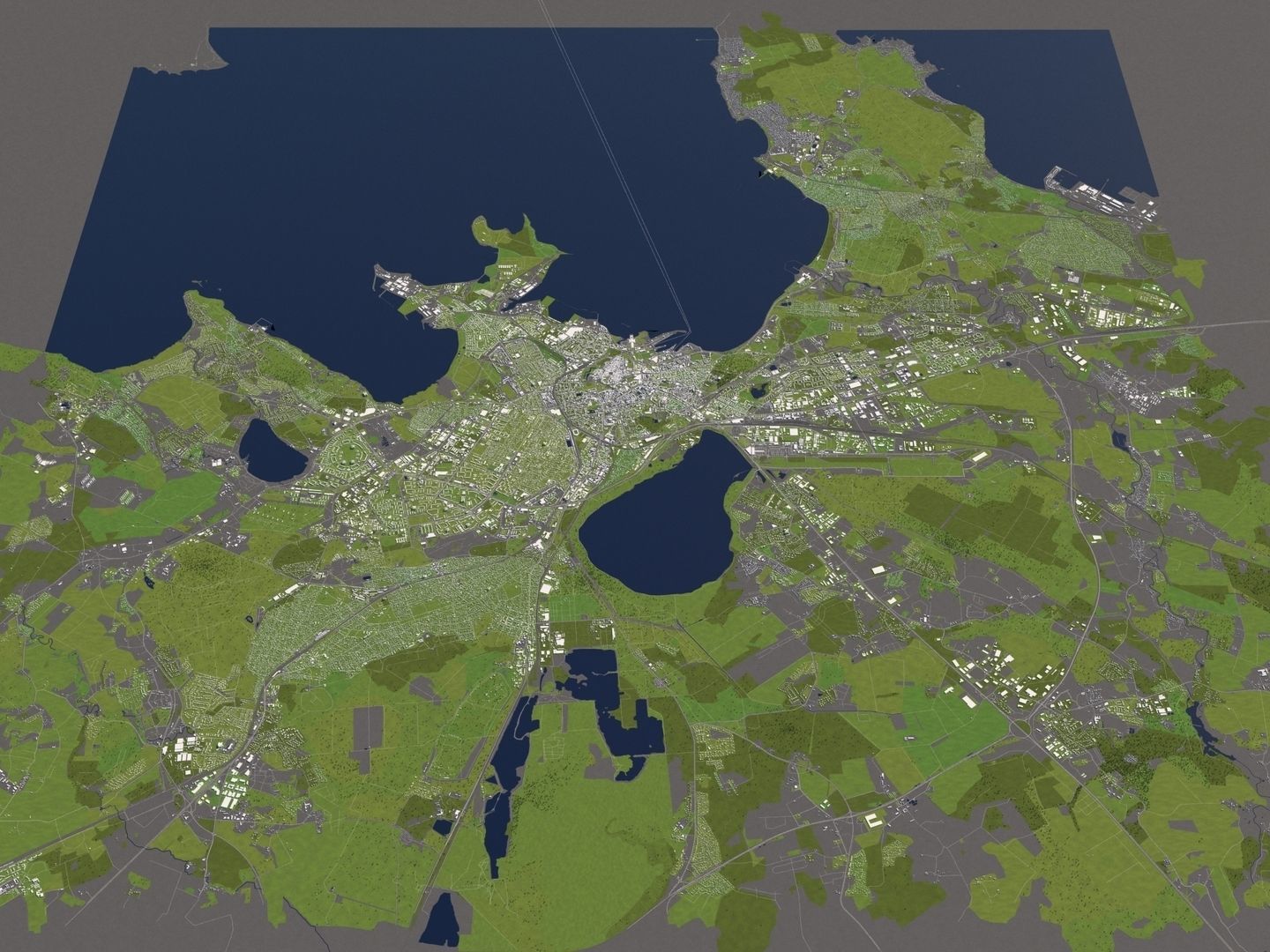Tallinn Estonia 50x50km 3D City Map 3D model_10