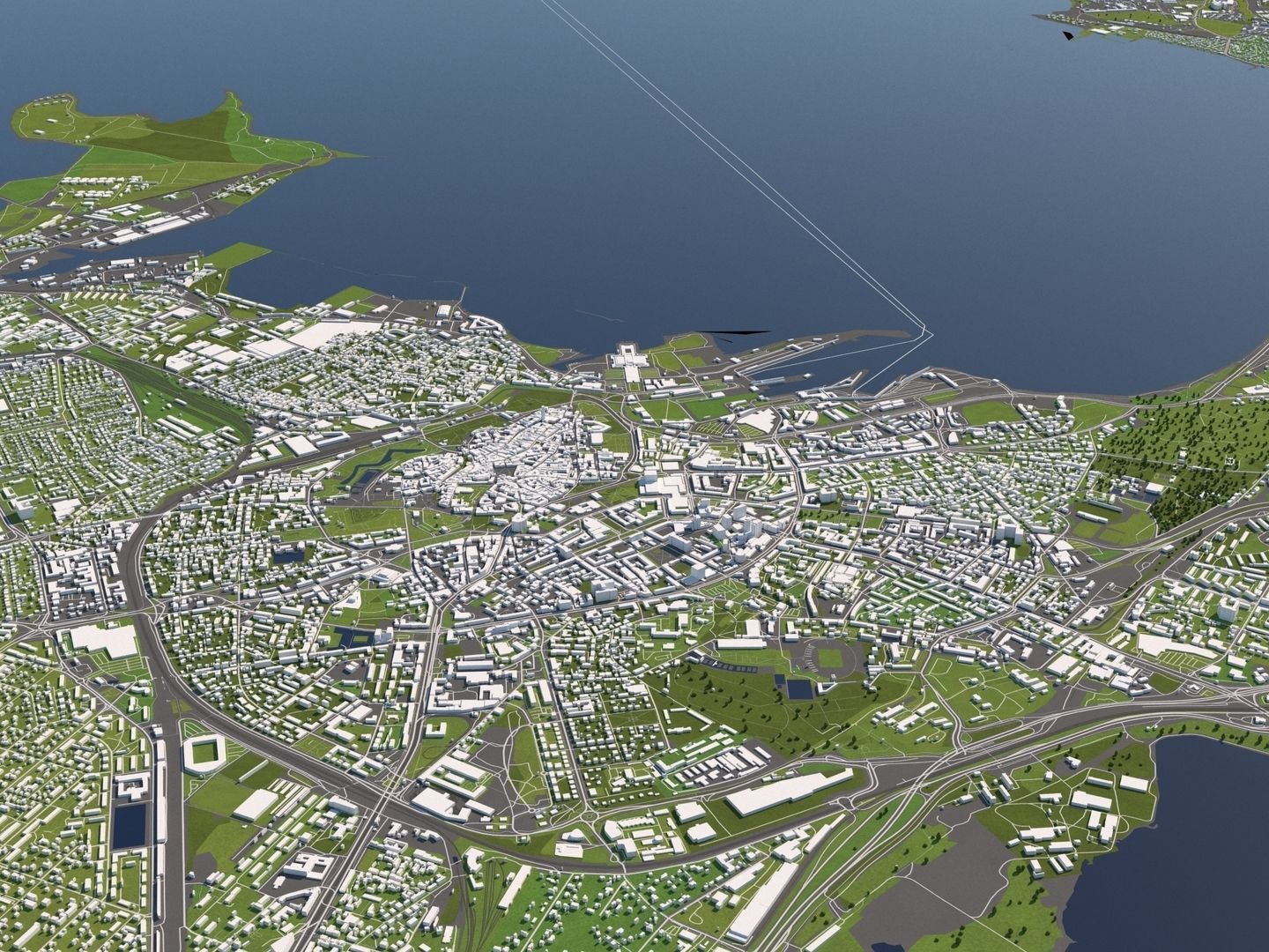 Tallinn Estonia 50x50km 3D City Map 3D model_2