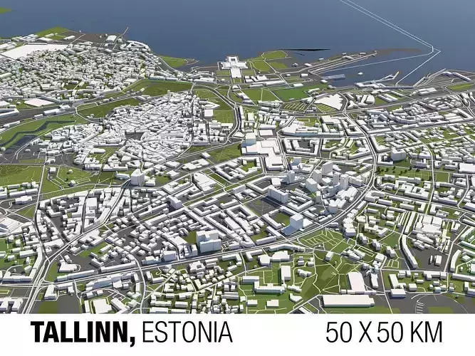 Tallinn Estonia 50x50km 3D City Map 3D model