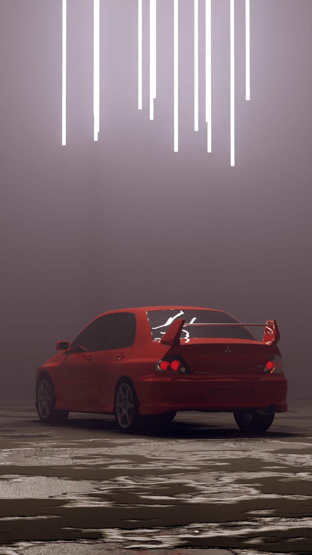 Evo 8 car in fog 3D model_1