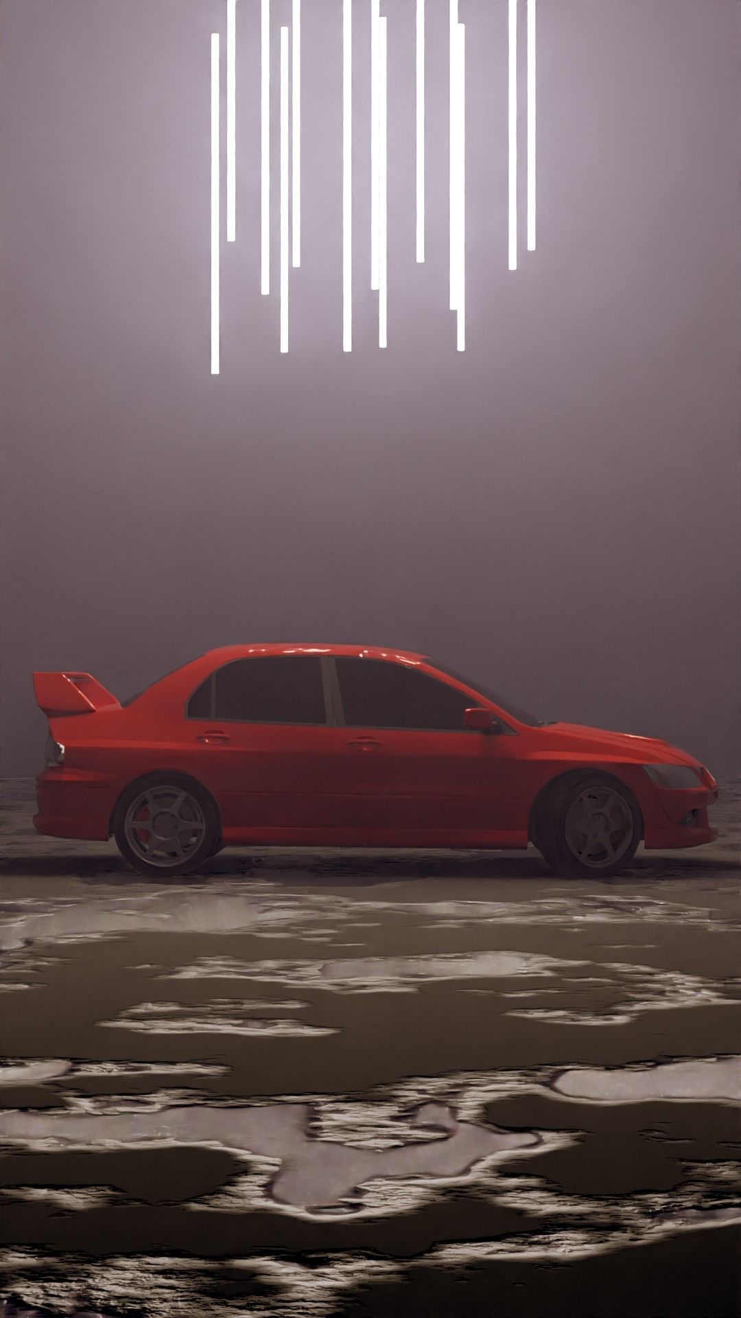 Evo 8 car in fog 3D model_4