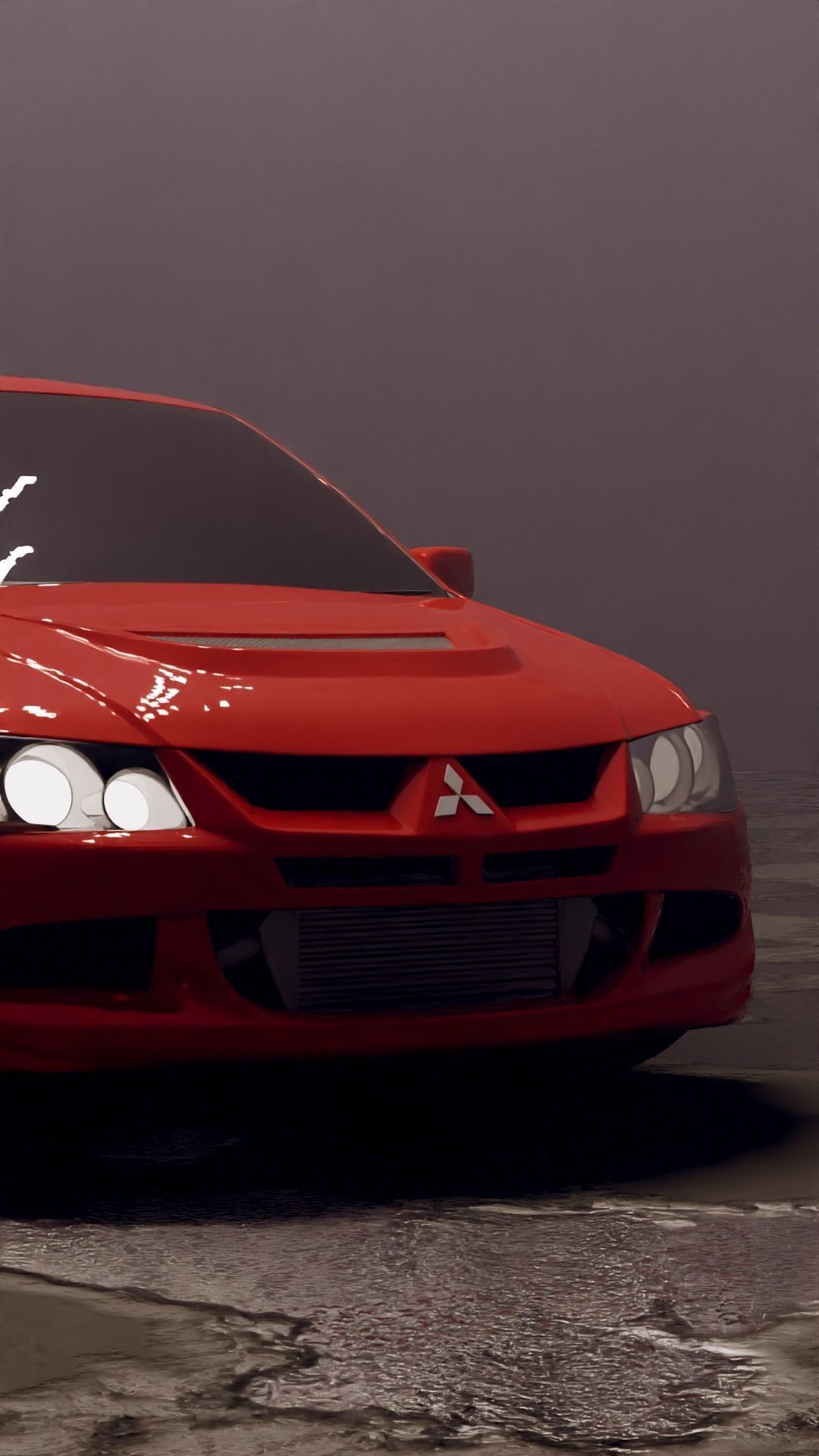Evo 8 car in fog 3D model_2