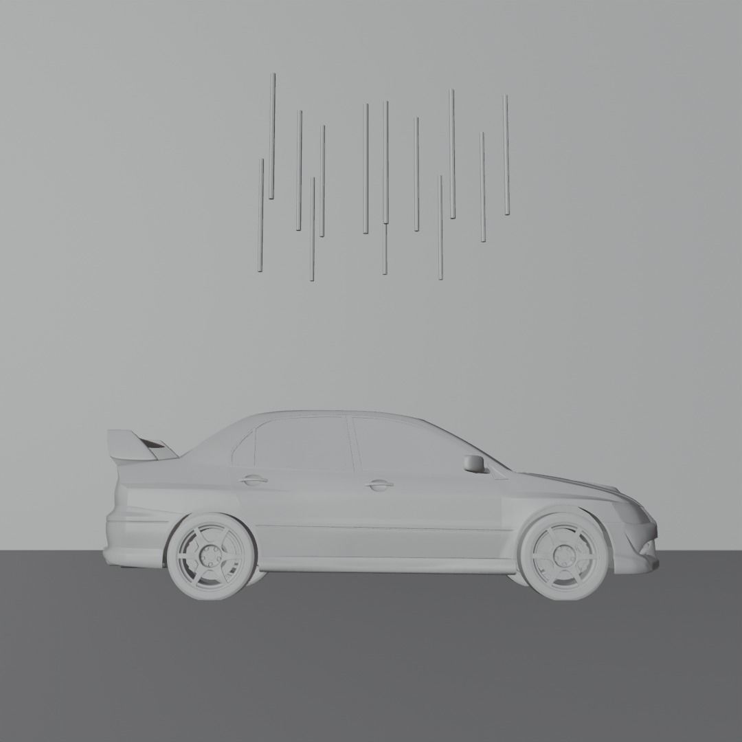 Evo 8 car in fog 3D model_10