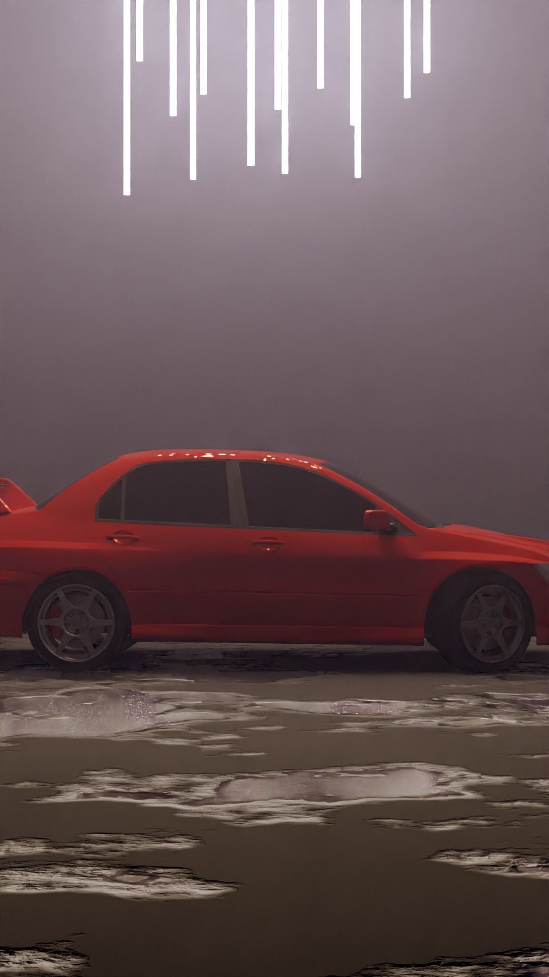 Evo 8 car in fog 3D model_13