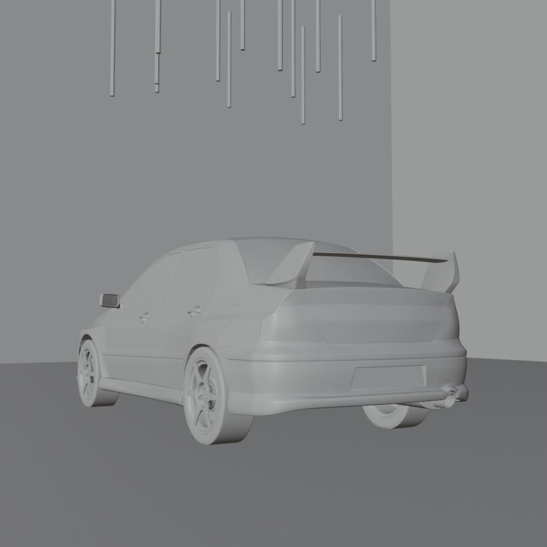 Evo 8 car in fog 3D model_9