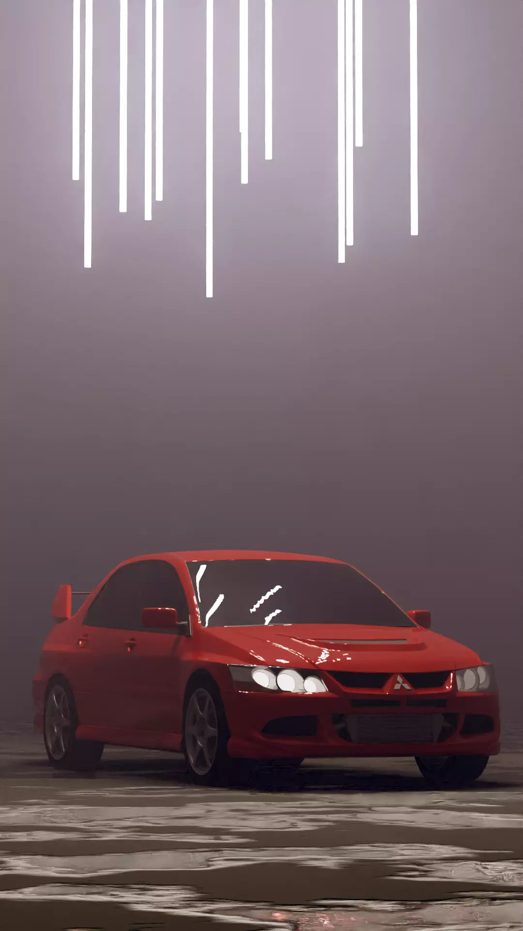 Evo 8 car in fog 3D model_0