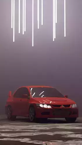 Evo 8 car in fog 3D model