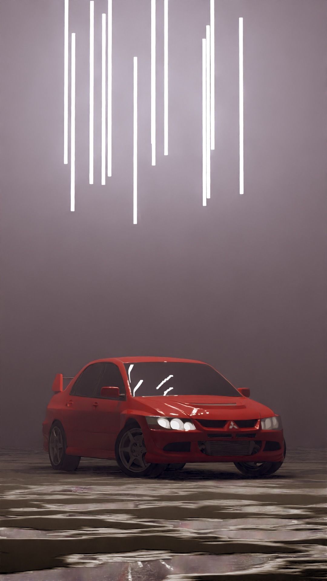 Evo 8 car in fog 3D model_14