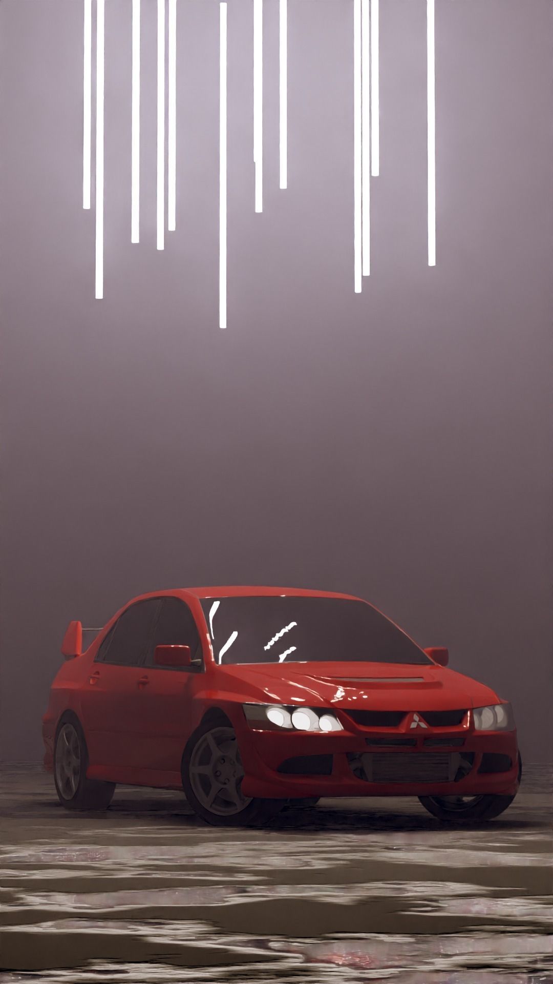 Evo 8 car in fog 3D model_17