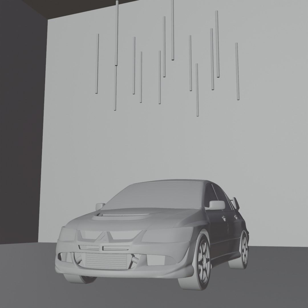 Evo 8 car in fog 3D model_8