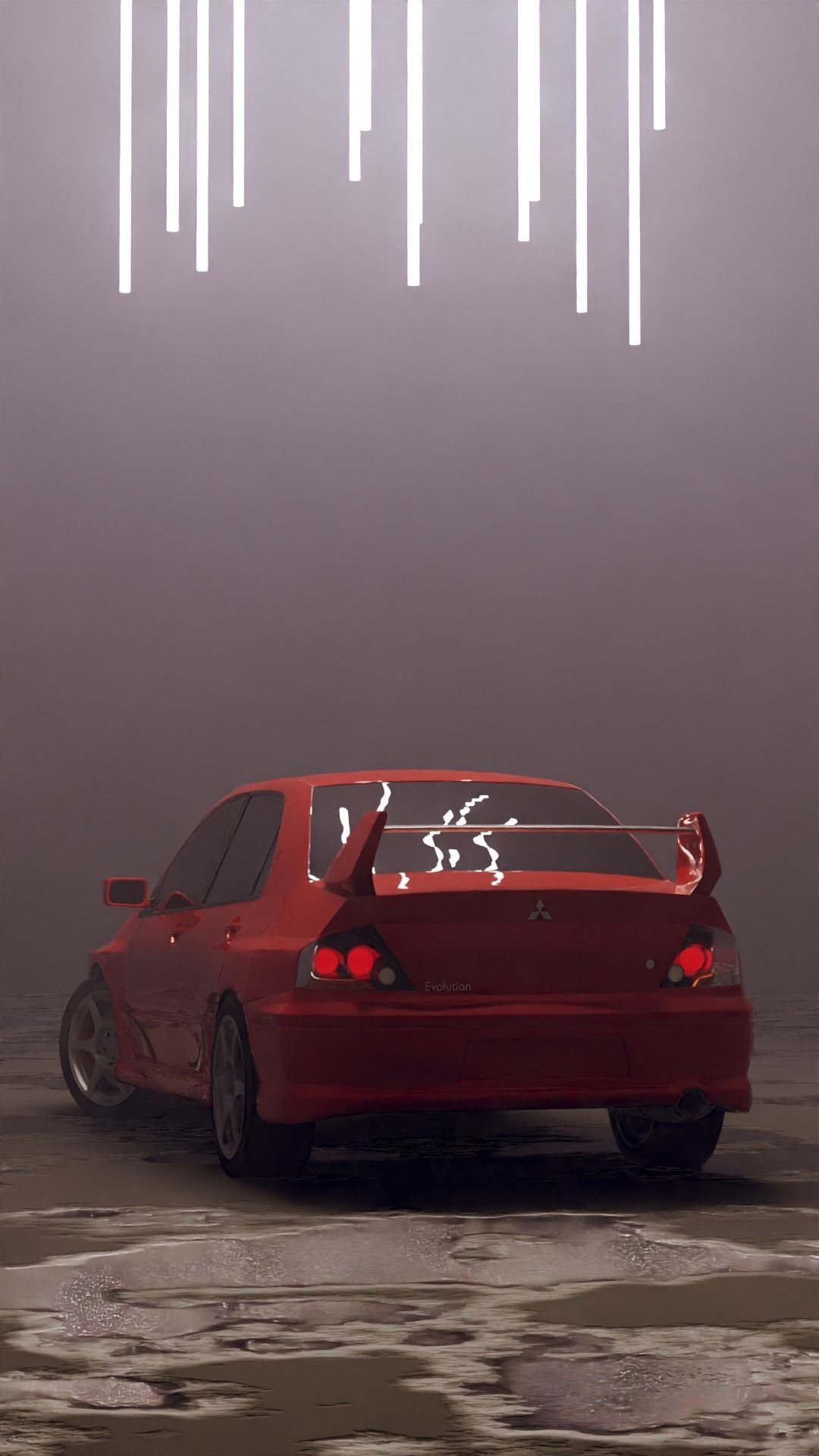 Evo 8 car in fog 3D model_12