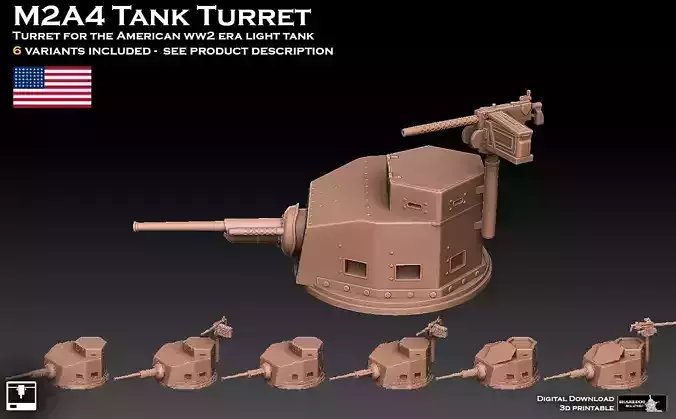M2A4 Tank Turret 3D print model