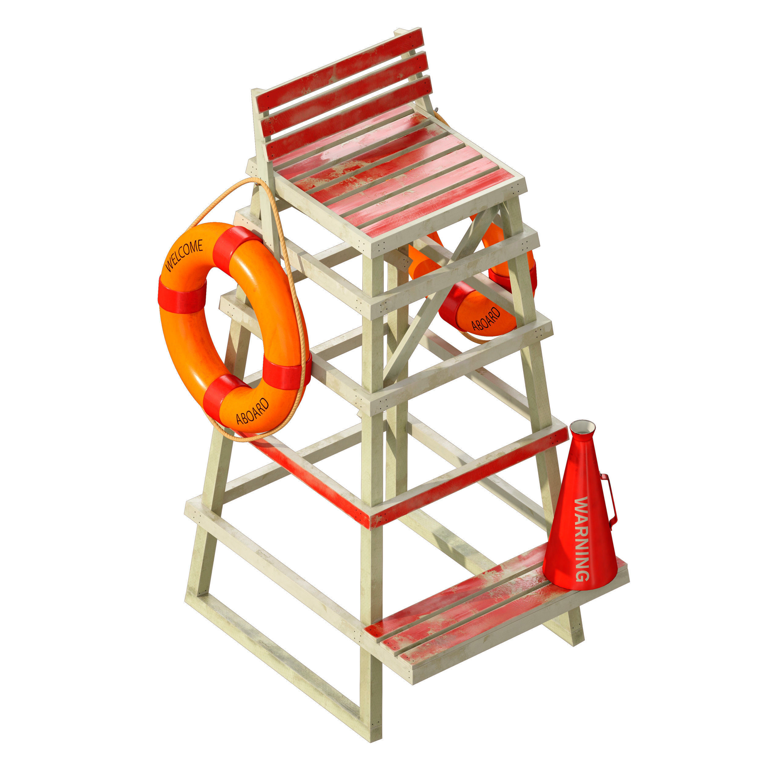 Lifeguard beach chair 3D model_3