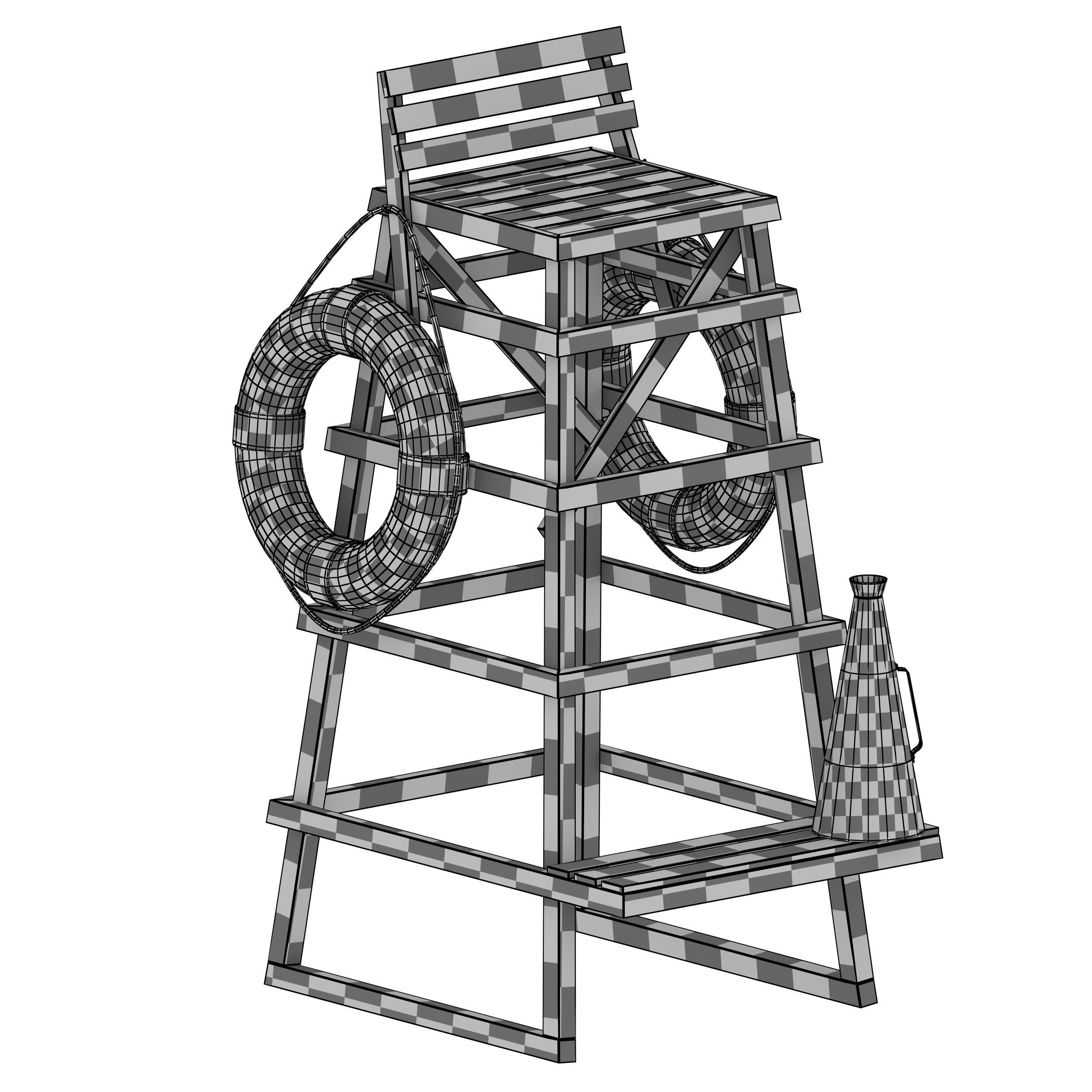 Lifeguard beach chair 3D model_10
