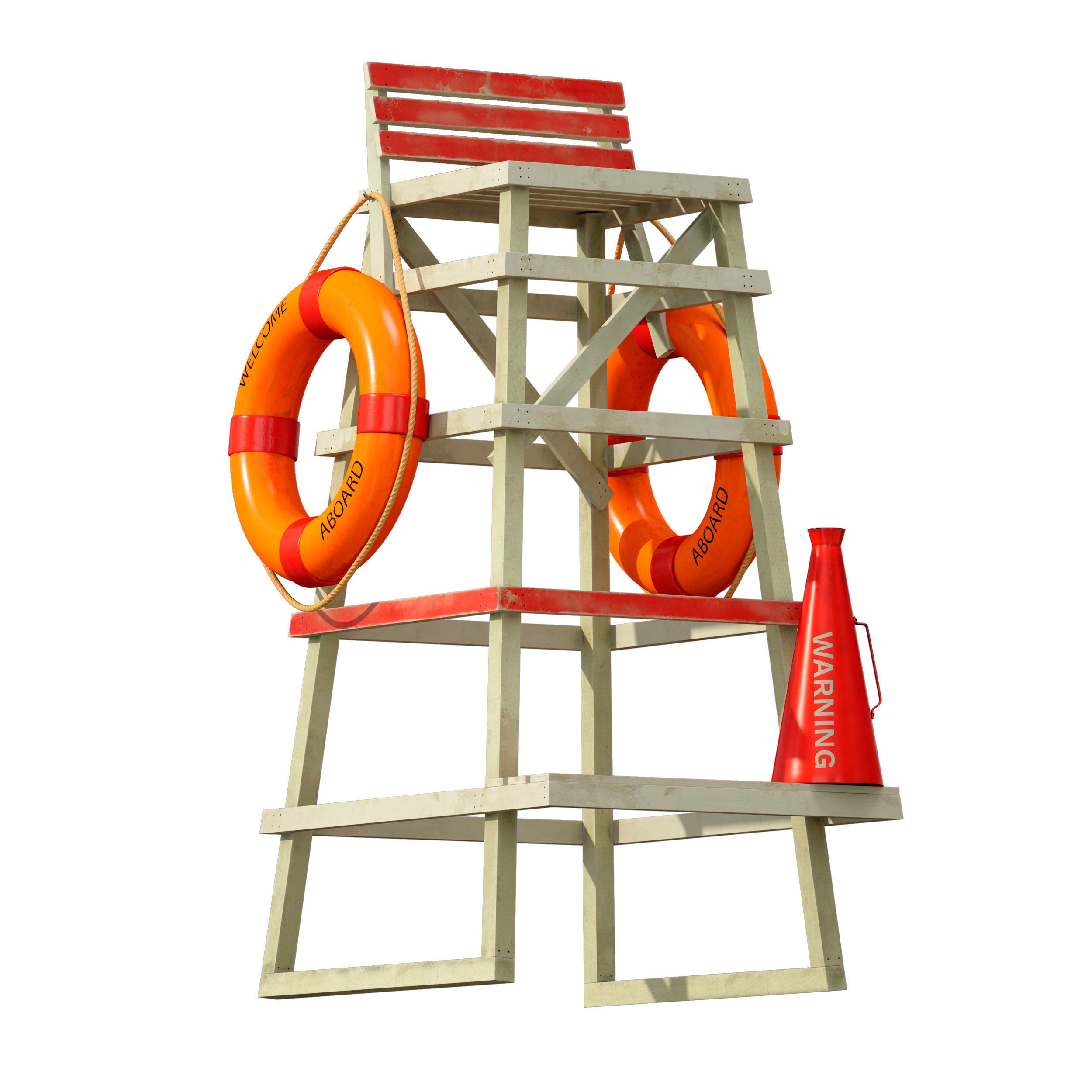 Lifeguard beach chair 3D model_2