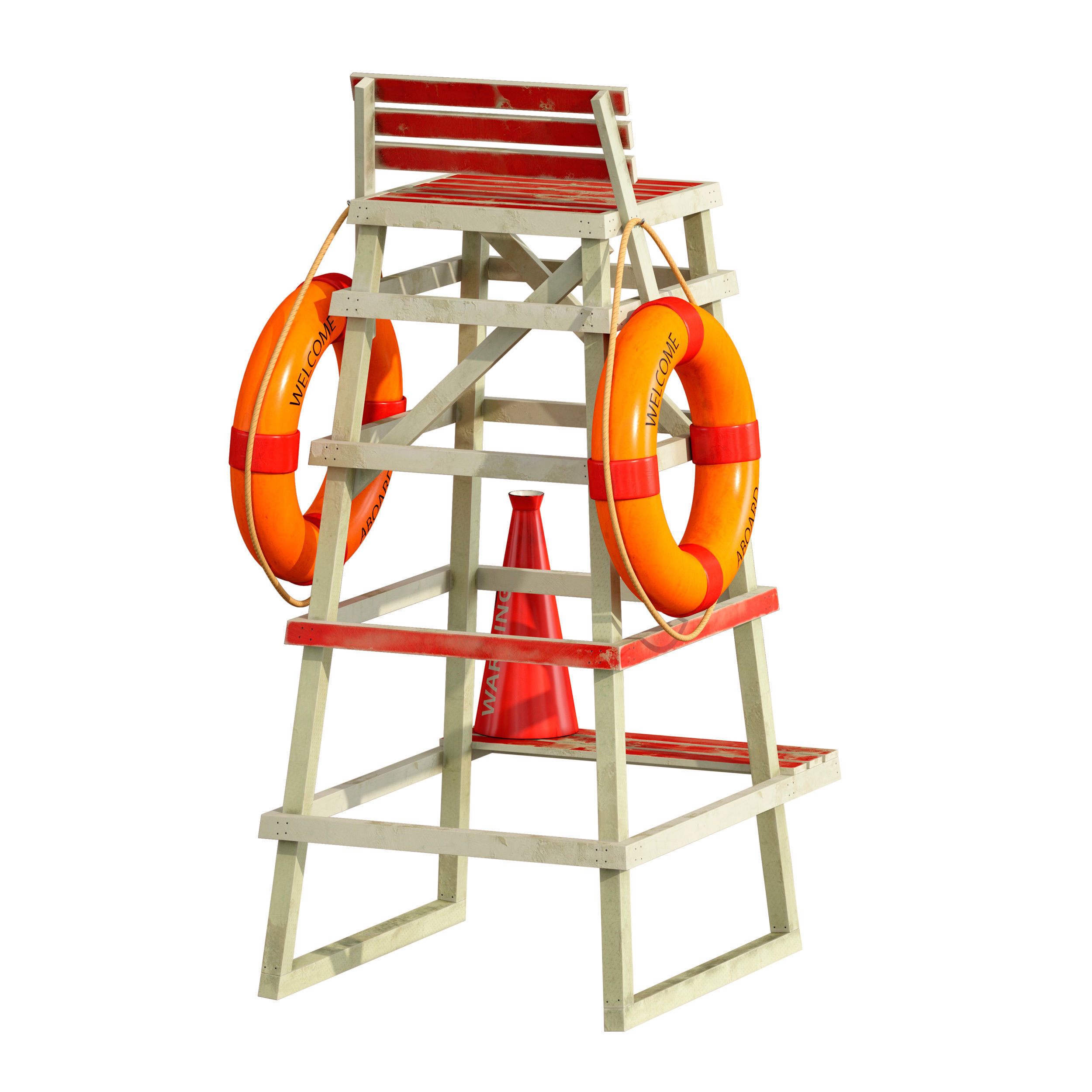 Lifeguard beach chair 3D model_4