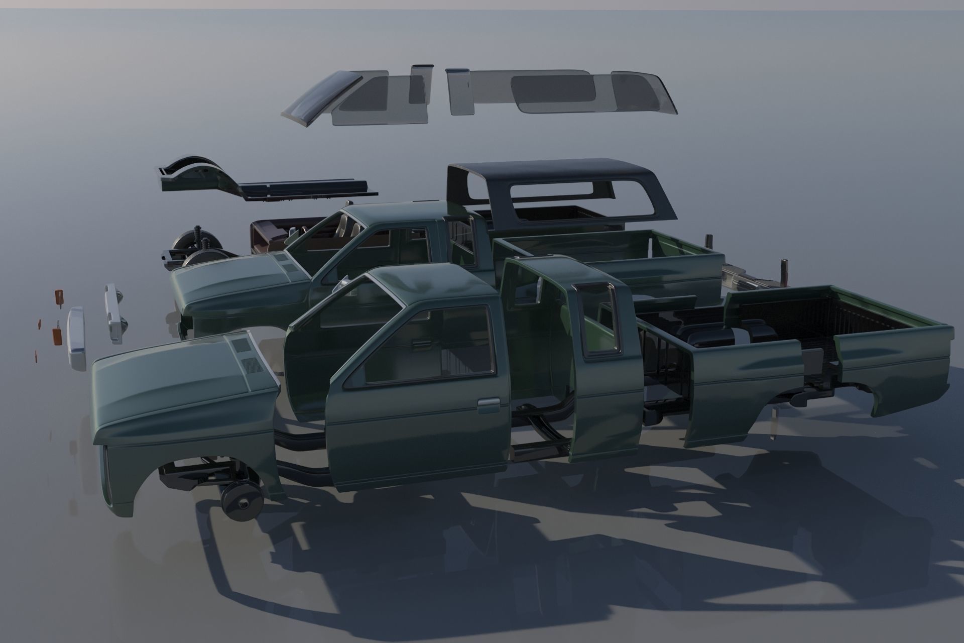 Nissan Hardbody D21 Extended Cab 1994 3D print model_12