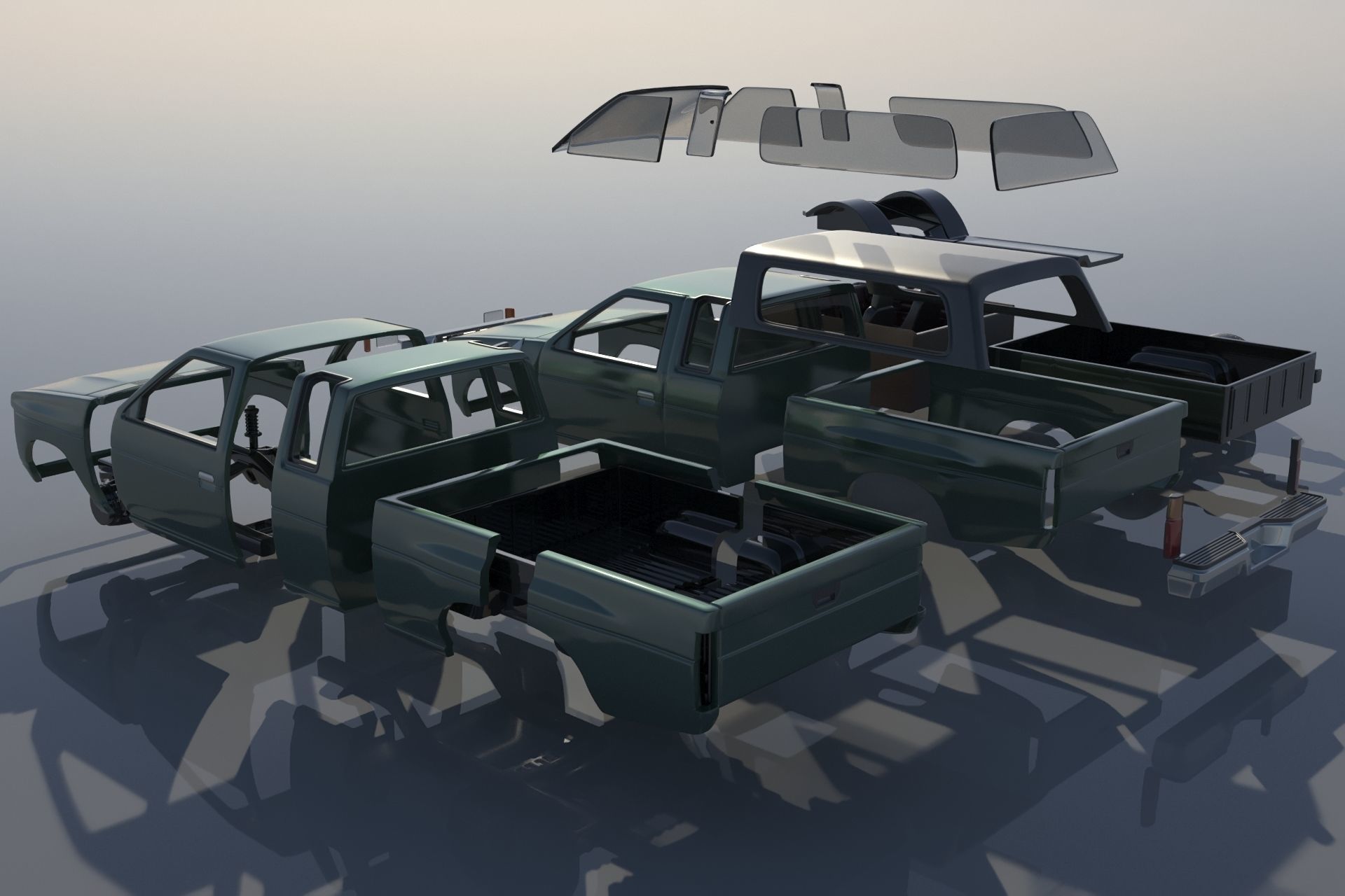 Nissan Hardbody D21 Extended Cab 1994 3D print model_13