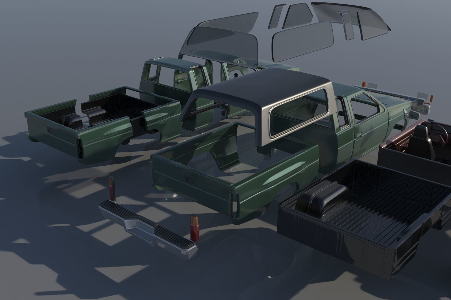 Nissan Hardbody D21 Extended Cab 1994 3D print model_14