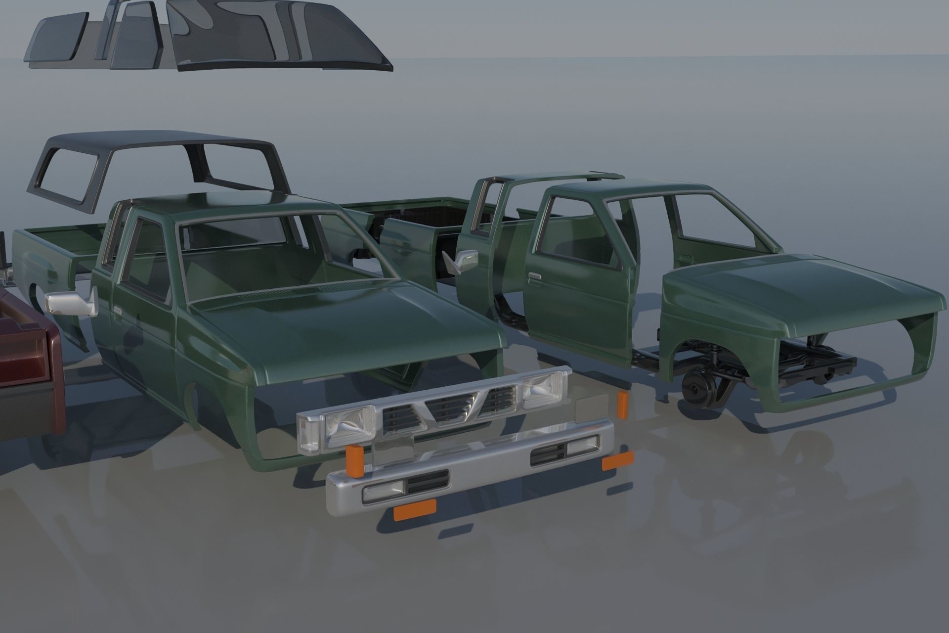 Nissan Hardbody D21 Extended Cab 1994 3D print model_15