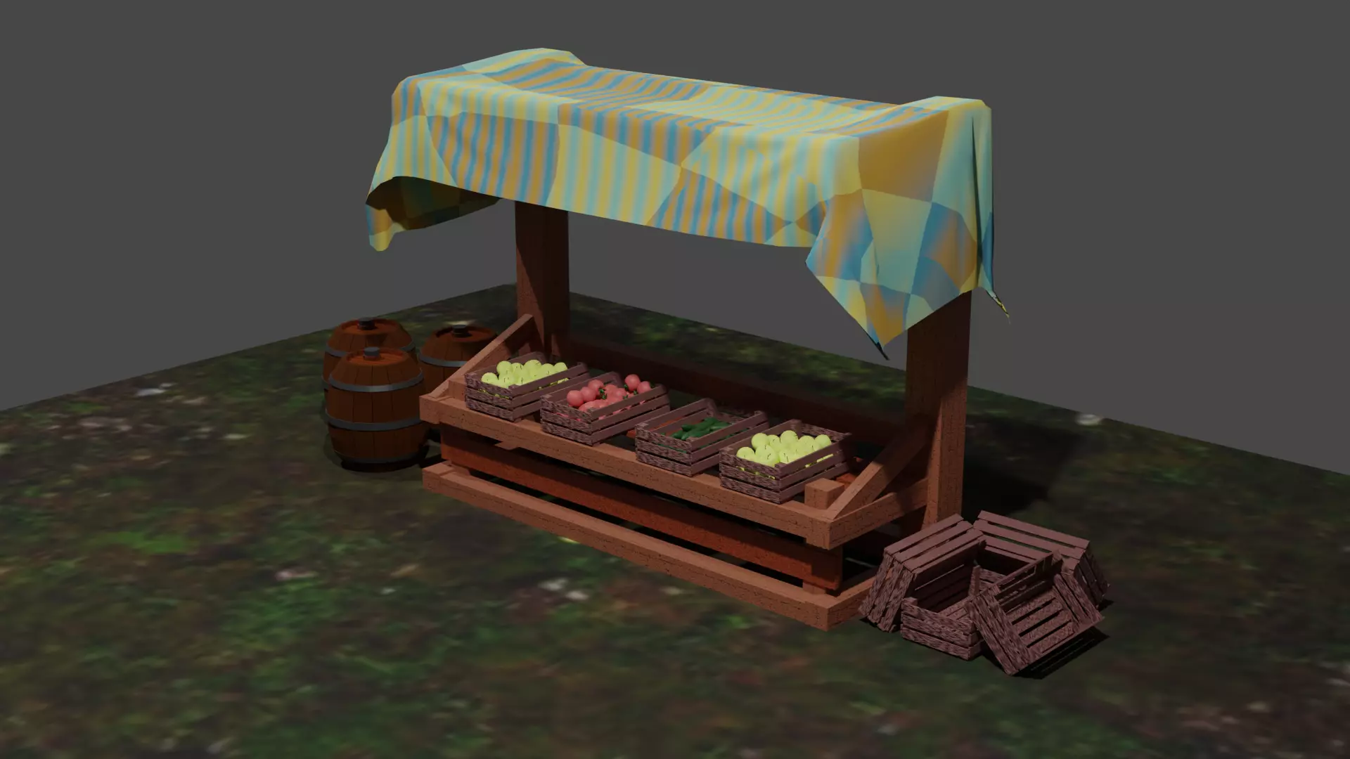 Shop pack in medieval style PBR Low poly game ready Low-poly 3D model_0