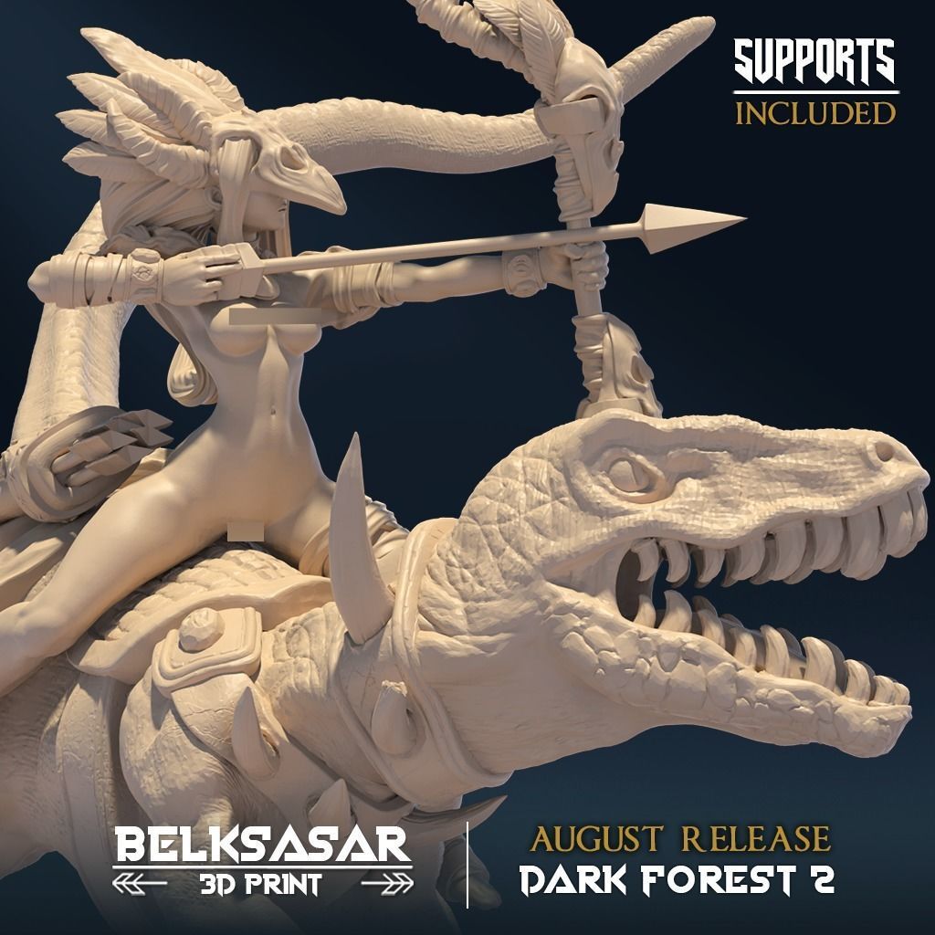 Doomrider Huntress Normal and Nude B 3D print model_7