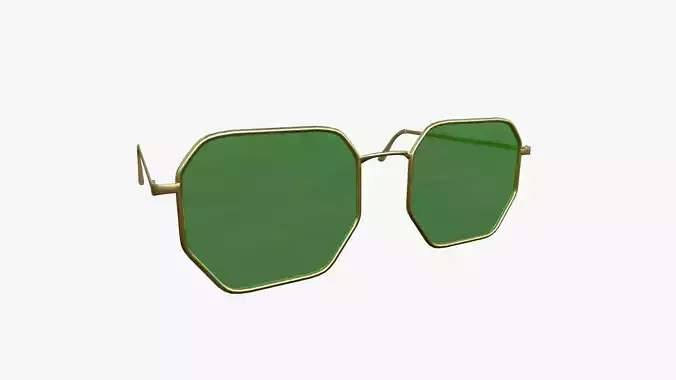 Sunglass H03 Golden Green - Character Design Fashion Low-poly 3D model