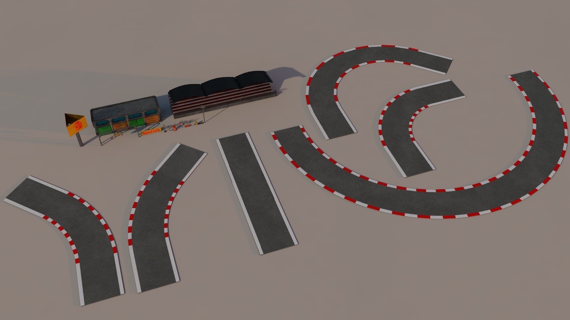 Race Track Package Low-poly 3D model_1