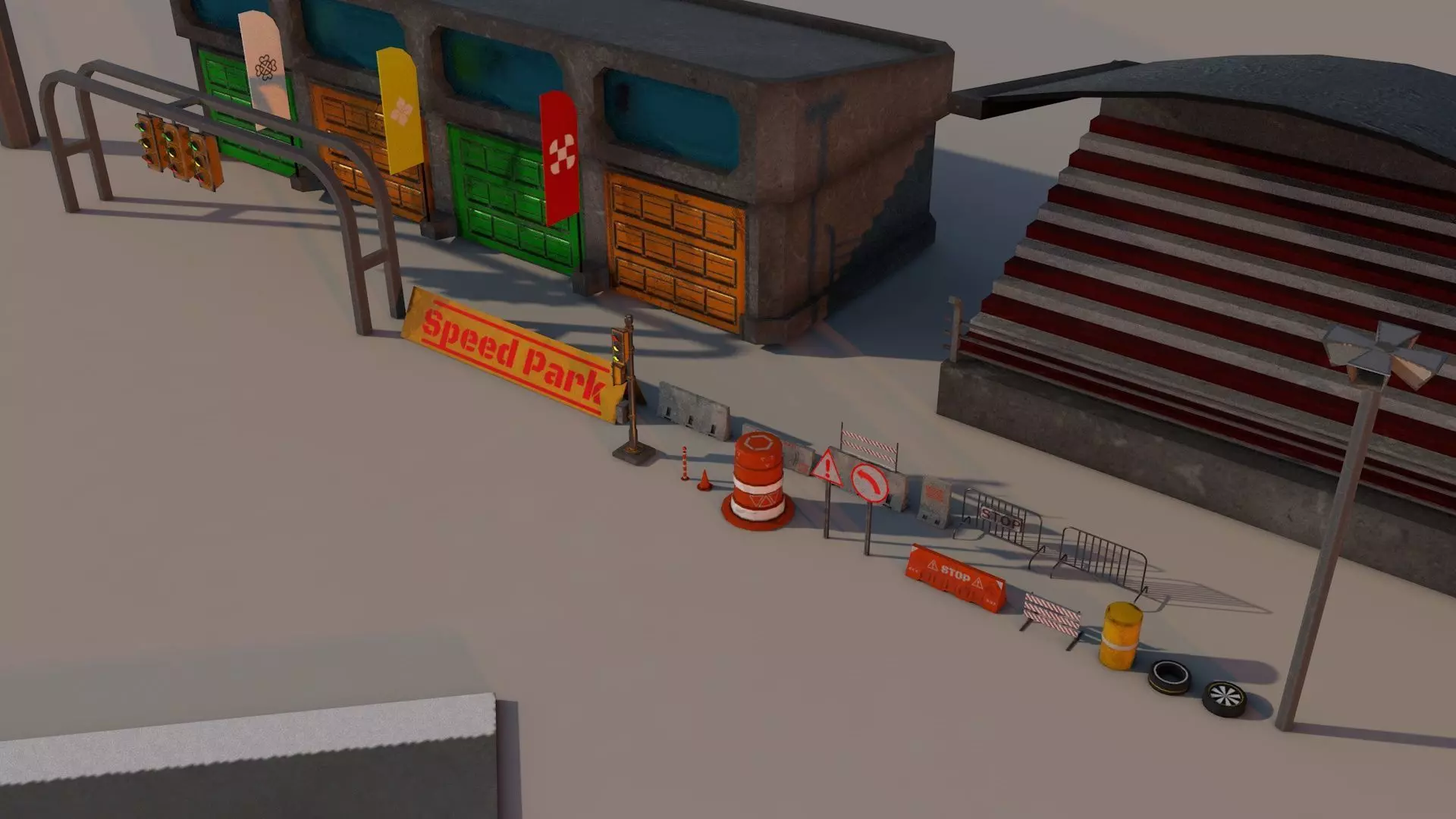 Race Track Package Low-poly 3D model_0