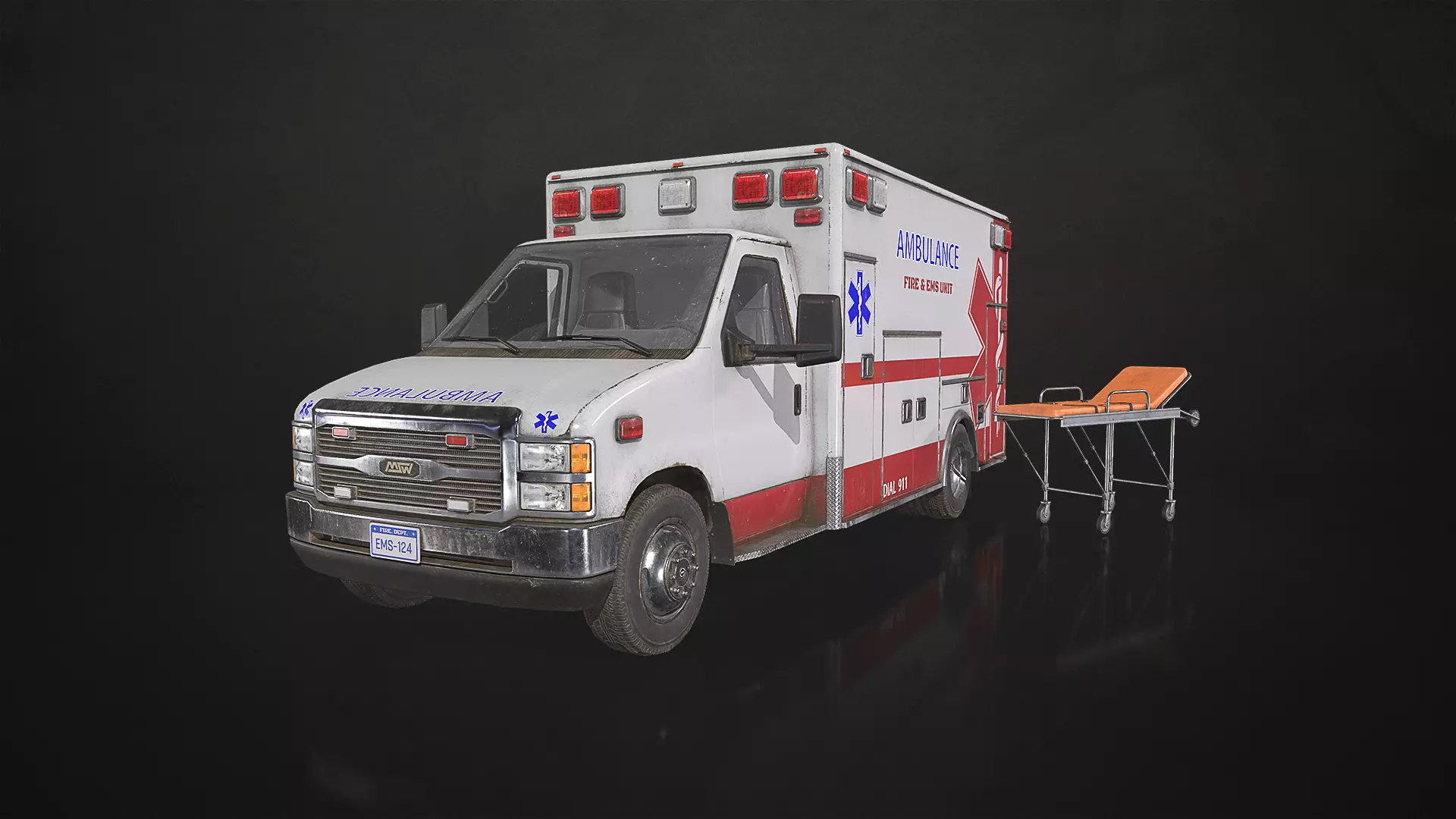 Ambulance Type 3 - V3 Low-poly 3D model_0