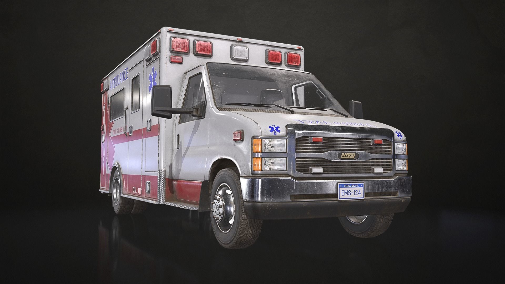 Ambulance Type 3 - V3 Low-poly 3D model_4