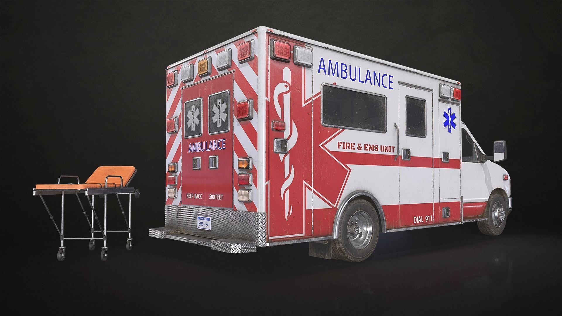 Ambulance Type 3 - V3 Low-poly 3D model_3