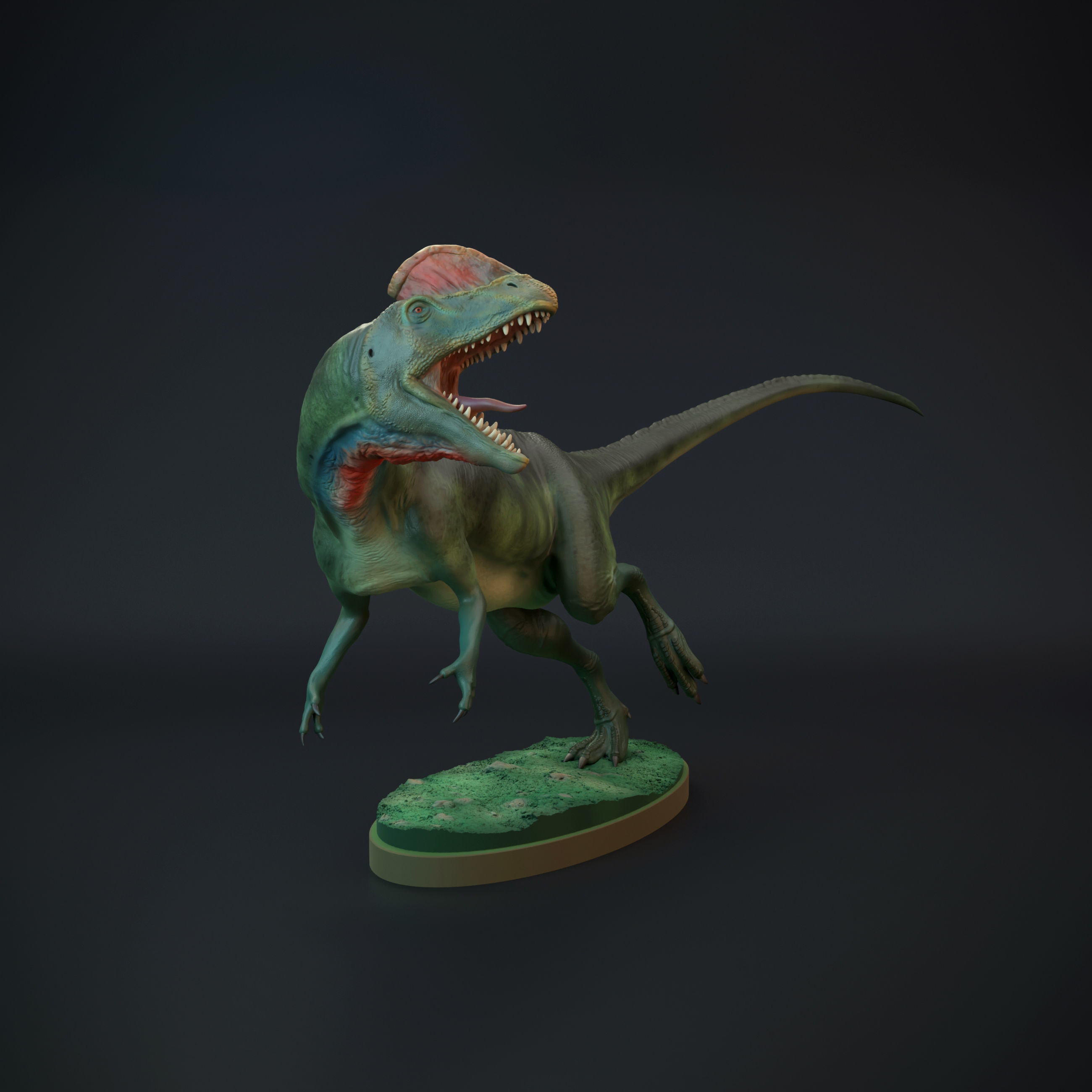 Dilophosaurus running 3D print model_1
