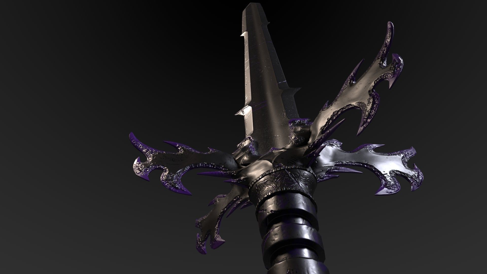 Game-ready Fantasy Magic Sword Low-poly 3D model_4