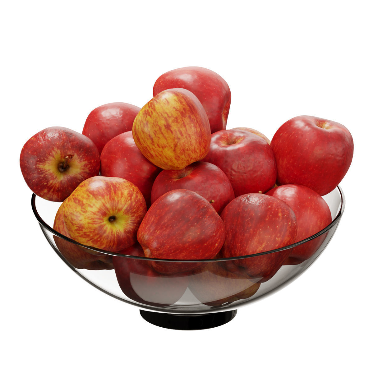 Glass footed fruit bowl set 14 3D model CGTrader