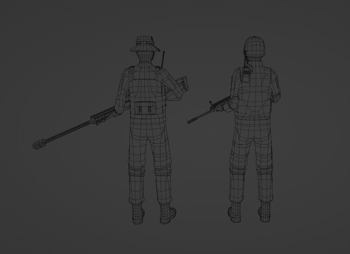 Low Poly Soldiers Rigged Free Free 3D model_6