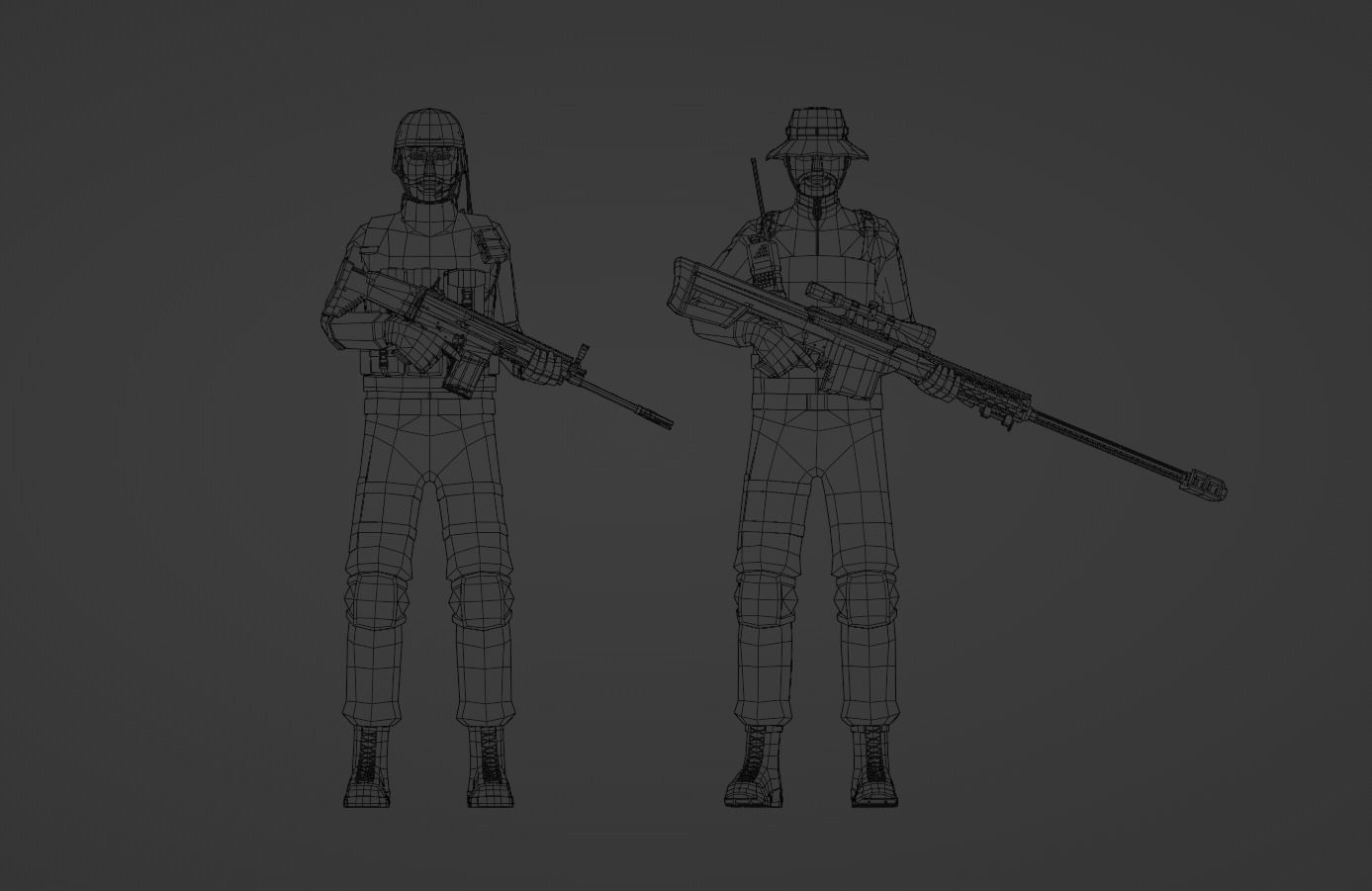 Low Poly Soldiers Rigged Free Free 3D model_4