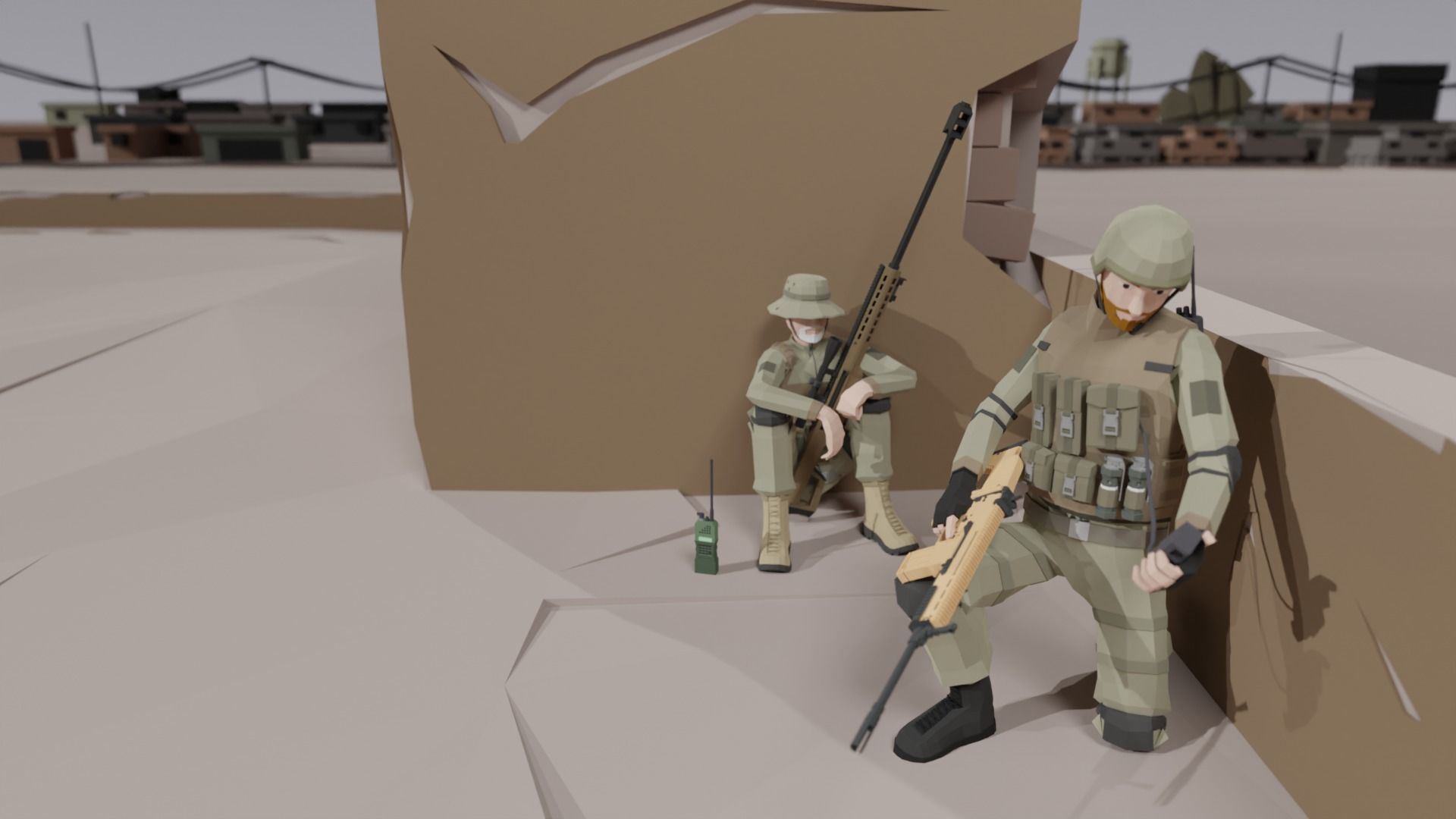 Low Poly Soldiers Rigged Free Free 3D model_1