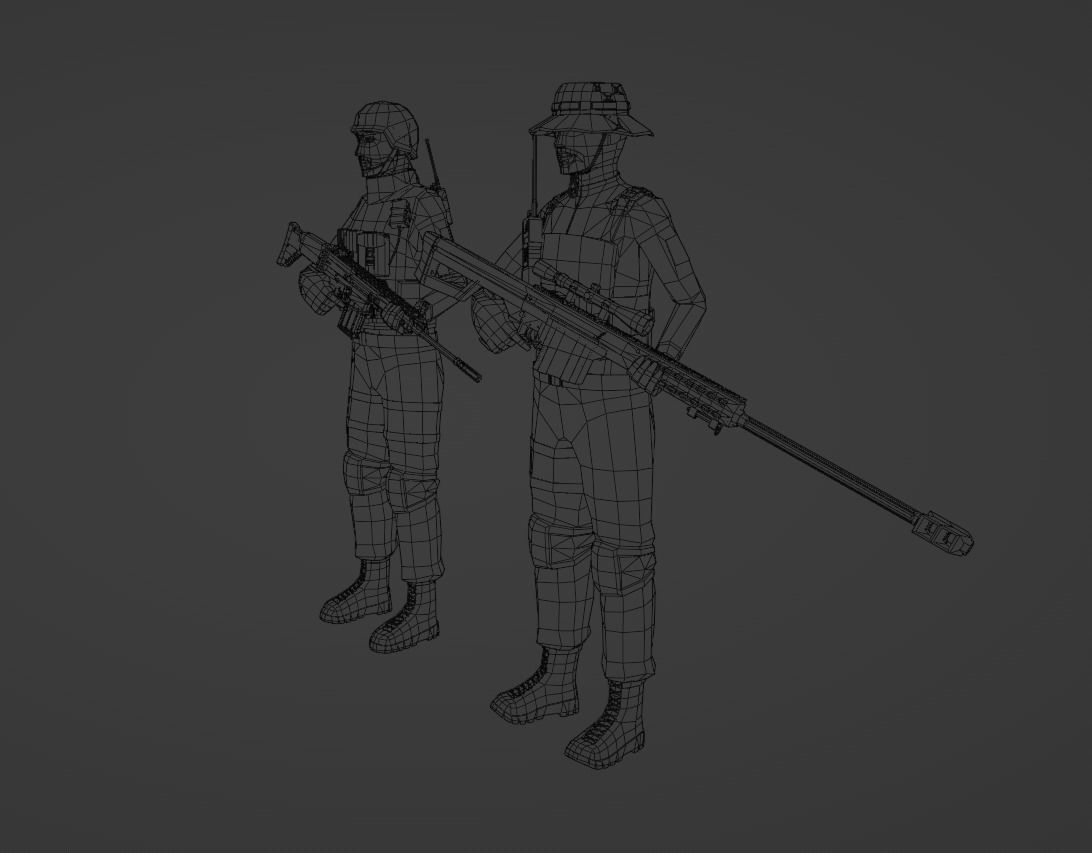 Low Poly Soldiers Rigged Free Free 3D model_5