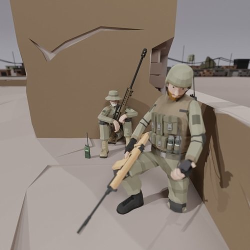 Low Poly Soldiers Rigged Free Free 3D model