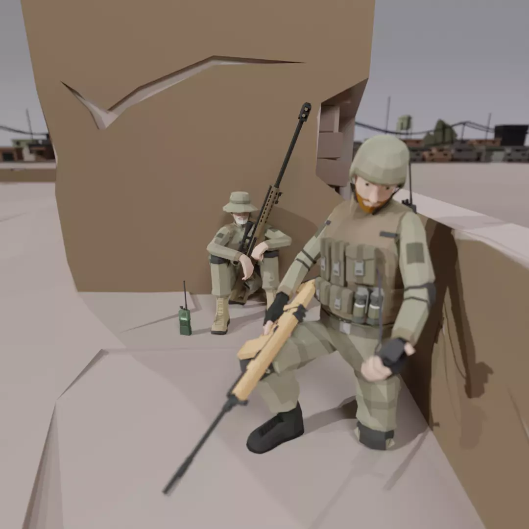 Low Poly Soldiers Rigged Free Free 3D model_0