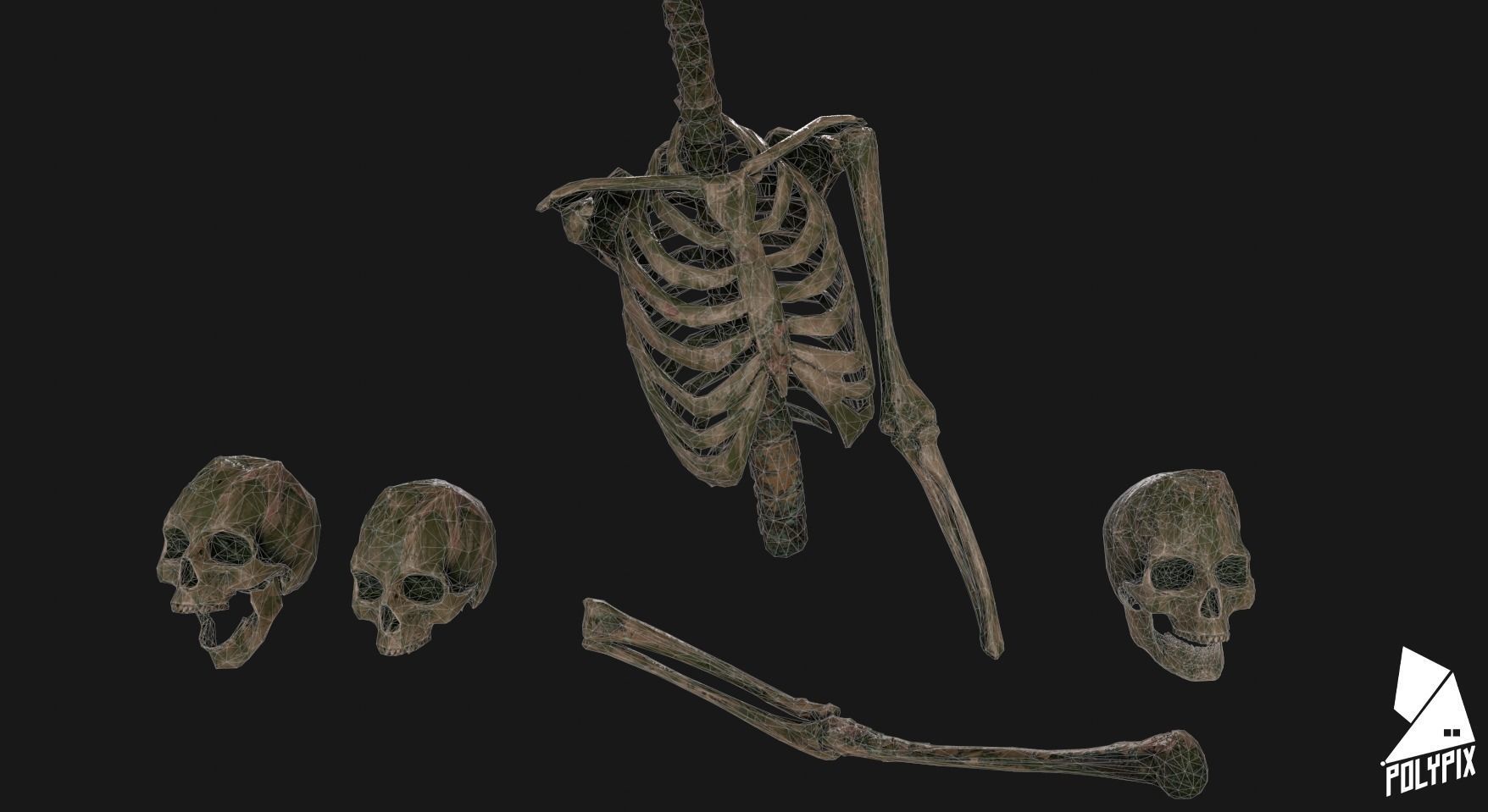 Mossy Skulls VOL 1 Low-poly 3D model_3